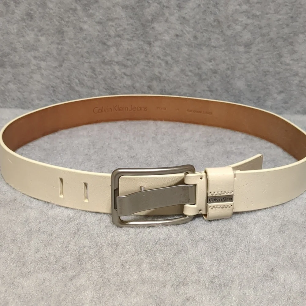 Calvin Klein Cream Leather Belt  women's Size 38